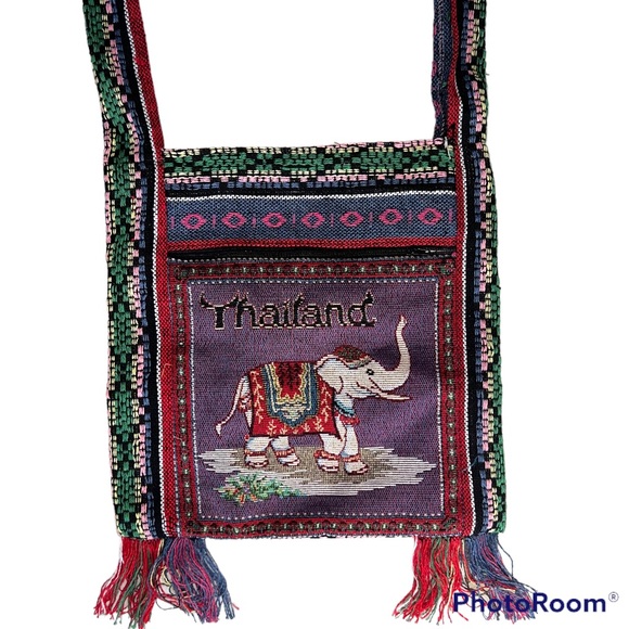 Elephant Handbag Sling Cross Body Embroid Bag Hippie Shoulder Ikat Boho - Picture 1 of 3